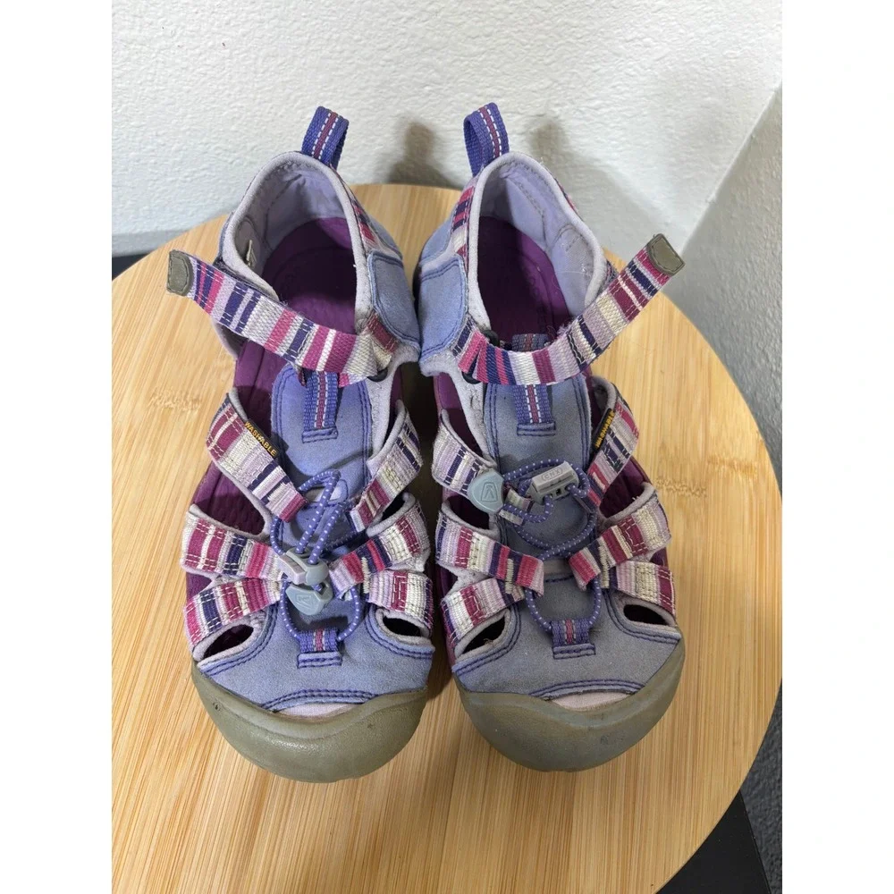 Keen Seacamp II CNX Raya Sandals Kids Size 4 Purple Striped Water Shoes Hiking